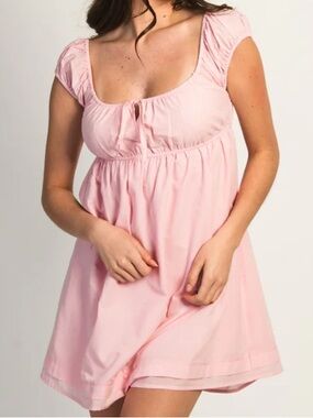Pink Poplin Cotton Milkmaid Cottagecore Summer Dress